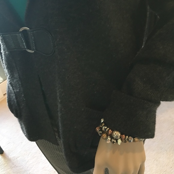 Gray Shawl Collar Merino Wool Cardigan - Picture 5 of 6